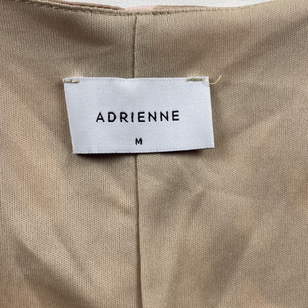 Adrienne Leopard Print V-Neck Satin Blouse Tan Ruched Puff Sleeve Top M 2489SAM - Picture 3 of 16